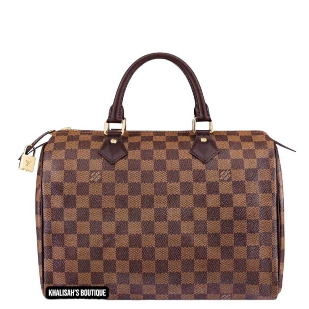 LIKE NEW! Authentic Louis Vuitton Damier Ebene Speedy 30 N41364 with LOCK & TAGS - Picture 8 of 16